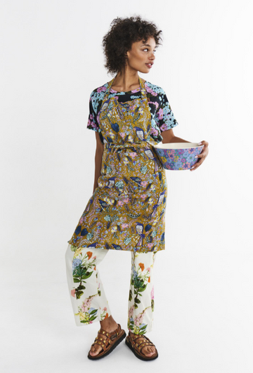 Birds of Paradise Linen Apron