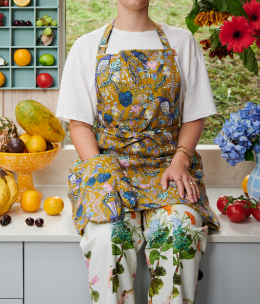 Birds of Paradise Linen Apron