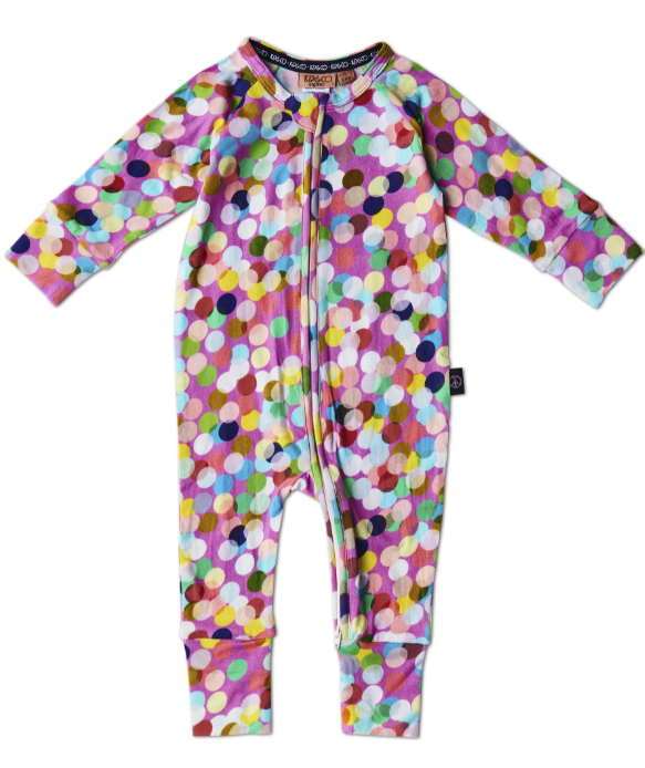 Confetti Pink Organic LS Zip Romper