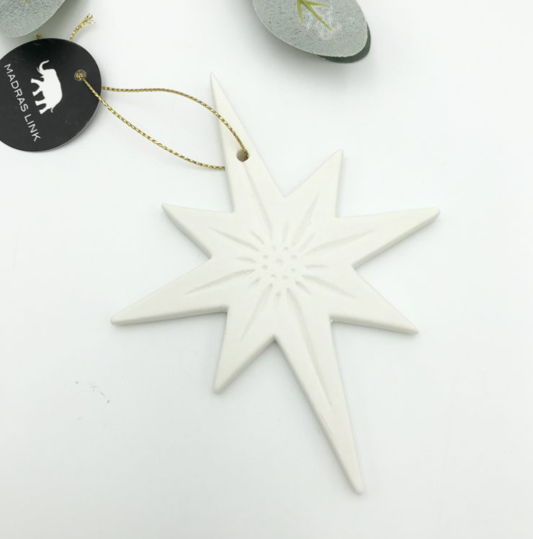 Eden White Star Ceramic Decoration