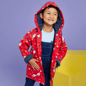 Space Rocket Raincoat - Red