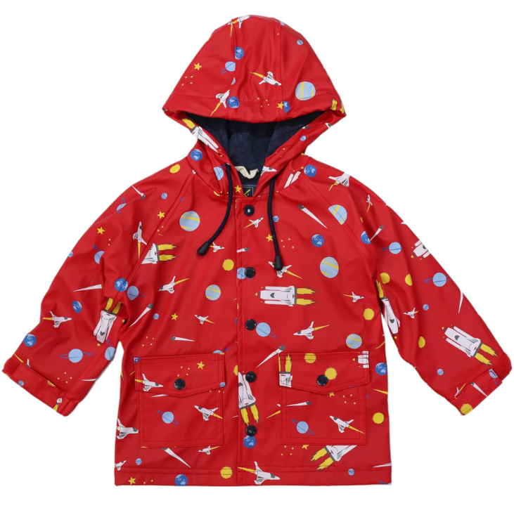 Space Rocket Raincoat - Red