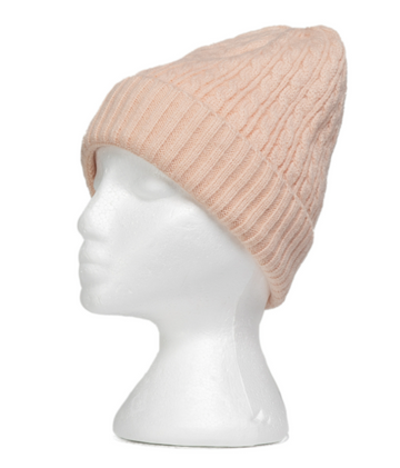 Cable Knit Beanie - PEACH
