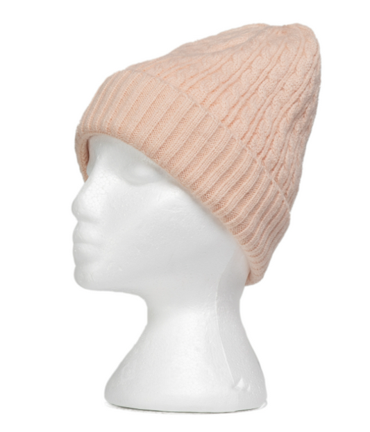 Cable Knit Beanie - PEACH