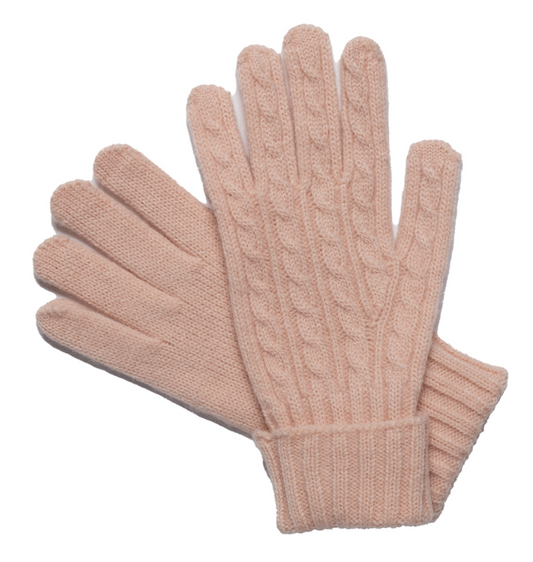 Cable Knit Gloves - SOFT PINK