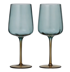 Tallo Wine Glasses - Set of 2 - Blue/Amber