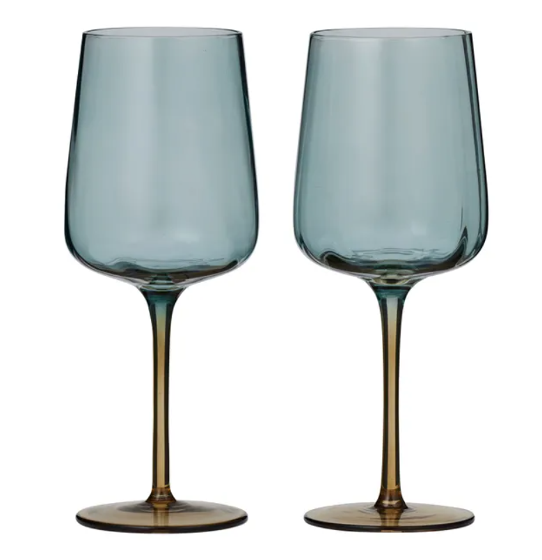 Tallo Wine Glasses - Set of 2 - Blue/Amber