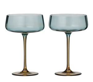 Tallo Coupe Glasses - Set of 2 - Blue/Amber