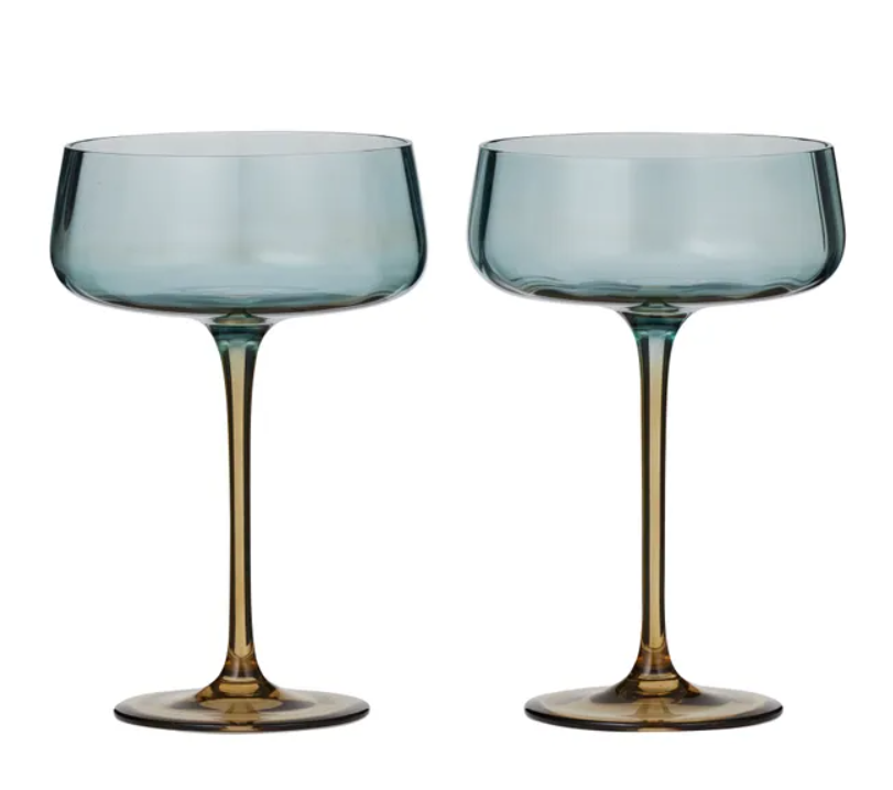 Tallo Coupe Glasses - Set of 2 - Blue/Amber