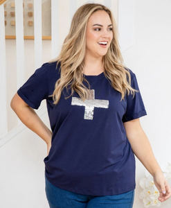 Cross Sequin Tee - 3 Colour Options