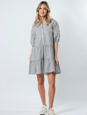 Tabitha Dress - Black Stripe LAST ONE Size 14