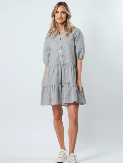 Tabitha Dress - Black Stripe LAST ONE Size 14