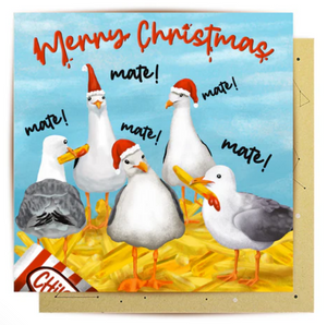 Santa Seagulls - Greeting Card