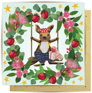 Bush Party Kangaroo - Greeting Card