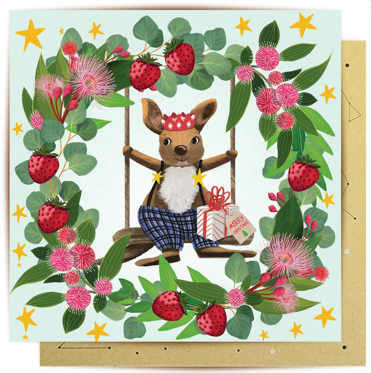 Bush Party Kangaroo - Greeting Card