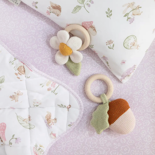 Baby Teething Ring Rattle - Whimsical Wonderland Daisy