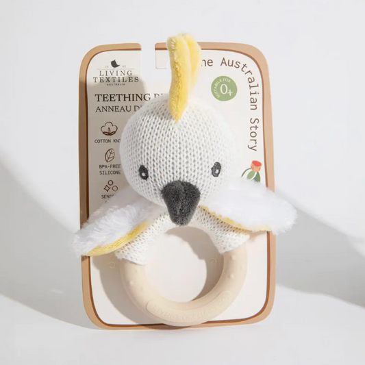Baby Teething Ring Rattle - Cockatoo