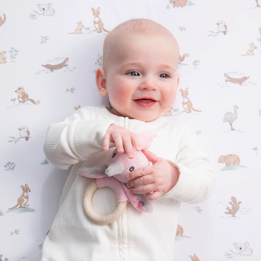 Baby Teething Ring Rattle - Galah