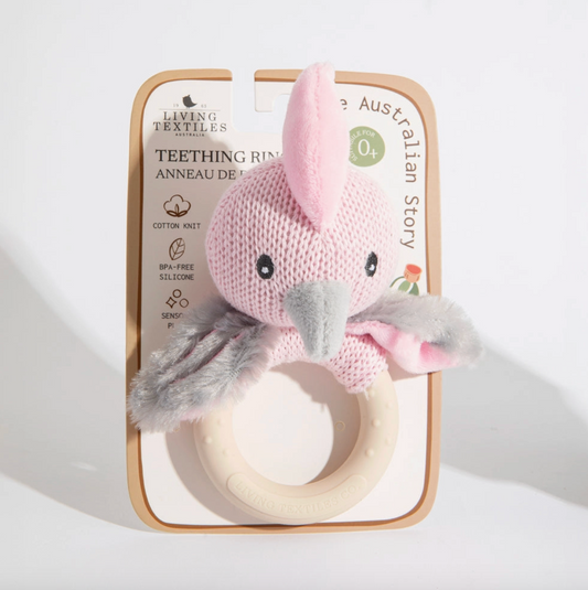Baby Teething Ring Rattle - Galah