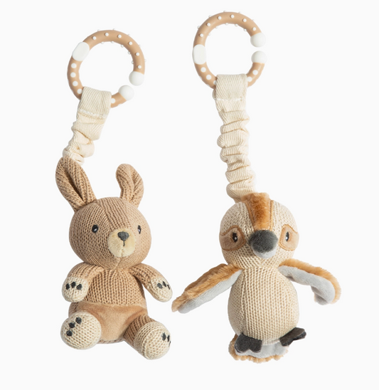 Baby Stroller Toys - Kangaroo & Kookaburra 2pk