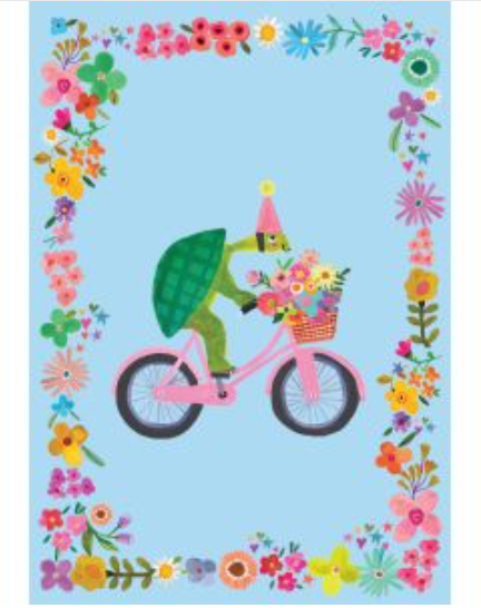 Turtle Bike Rider Greeting Card by Katherine Herrell