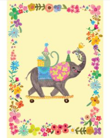 Skating Elephant Greeting Card by Katherine Herrell