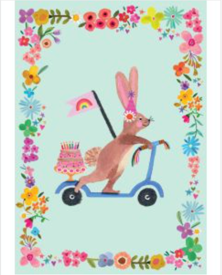 Scooting Rabbit Greeting Card by Katherine Herrell