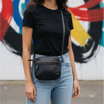 Bondi Leather Cross Body Bag Black