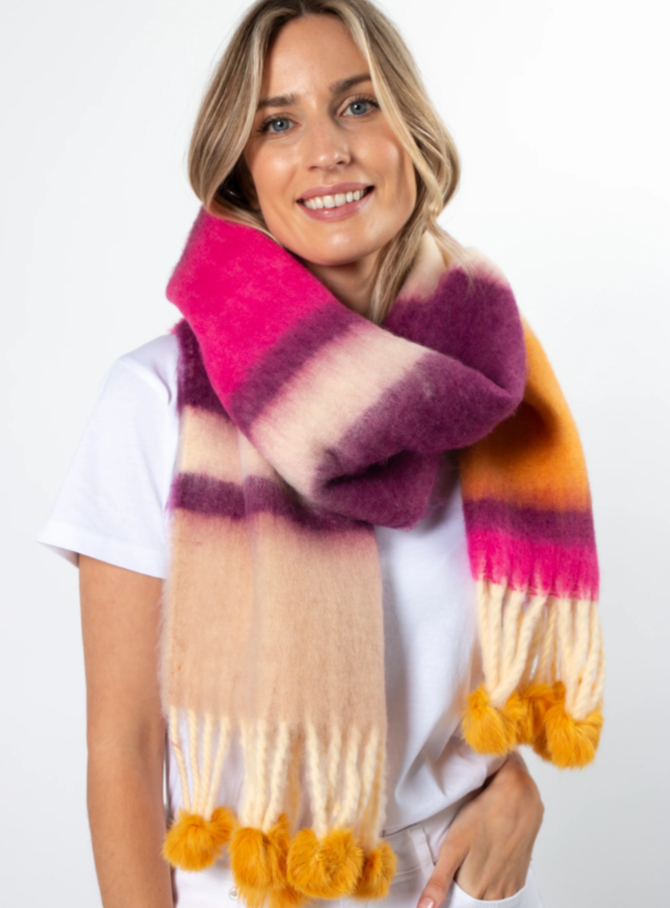 Scarf - Pinks and Pompoms