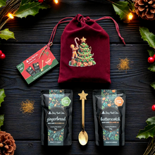 Load image into Gallery viewer, Velvet Xmas Bag with 2 cakes + gold spoon
