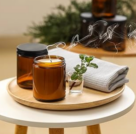 Candles Amber Jar with Lid 220g - No Label - Bulk Buy x6qty