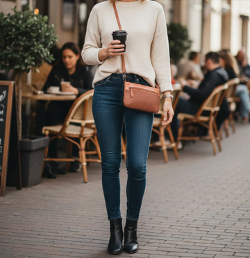 Bendigo Leather Woven Cross Body Bag Cognac