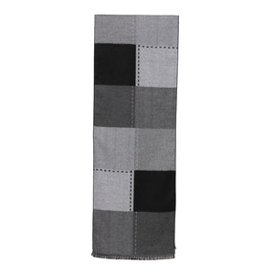 Dark Grey Multi-coloured Squares Scarf