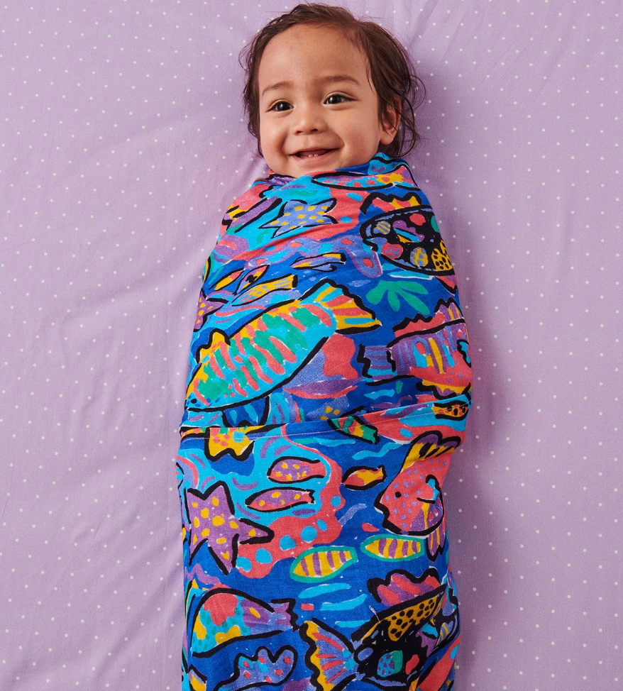 Tropical Fish Bamboo Baby Swaddle