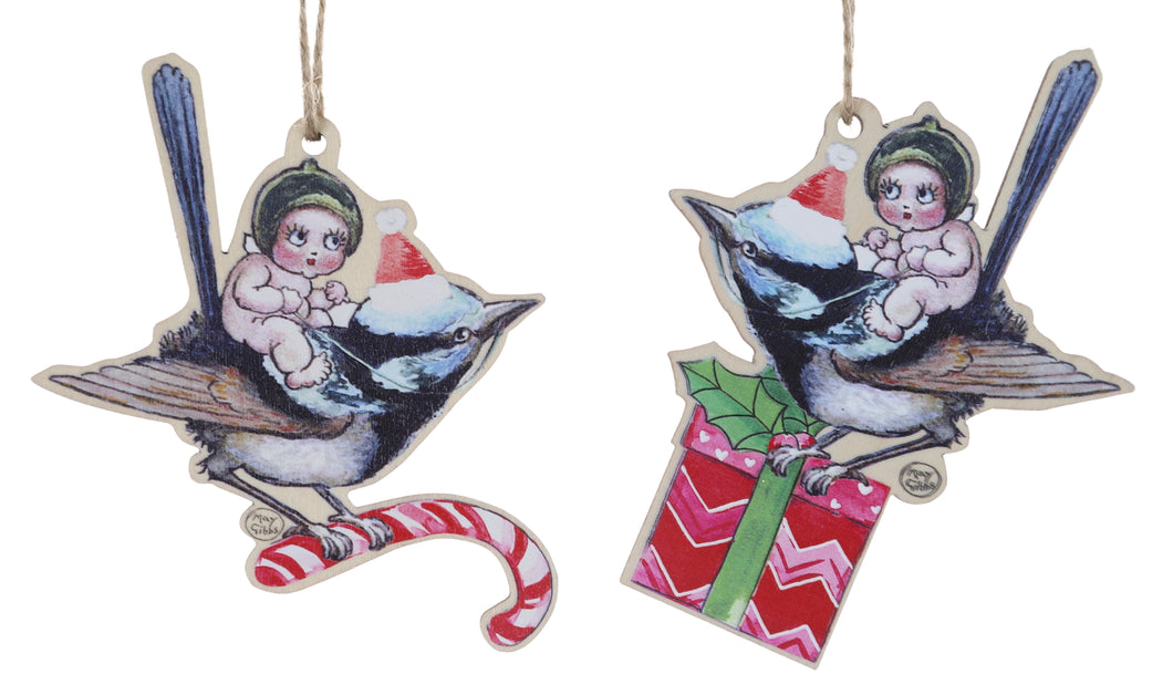 May Gibbs Christmas Gumnut Baby on Bird - Hanging Decoration