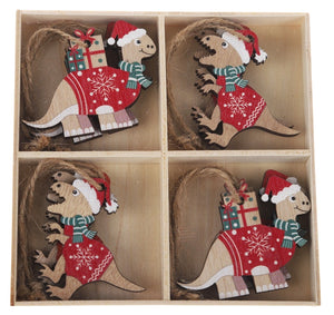 Christmas Dinosaur Box Set of Hanging Decorations