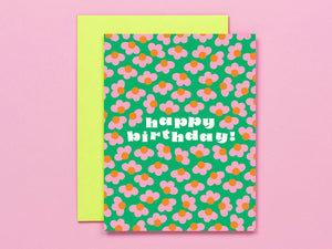 Birthday Buds Flower Pattern - Greeting card