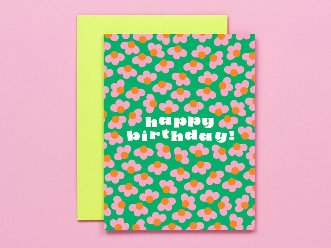Birthday Buds Flower Pattern - Greeting card