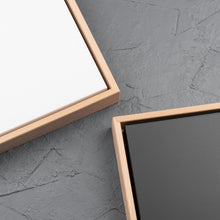 Load image into Gallery viewer, Beech framed square black and white gesso art boards for acrylic paints, oil paints, charcoal, pastel, structure medium, spray paint, gouache, pencil, resin.
