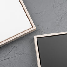 Load image into Gallery viewer, White wash framed square black and white gesso art boards for acrylic paints, oil paints, charcoal, pastel, structure medium, spray paint, gouache, pencil, resin.
