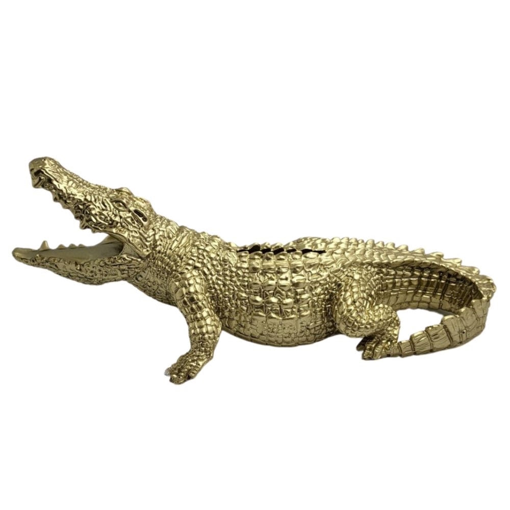 Crocodile Money Box - Gold Painted