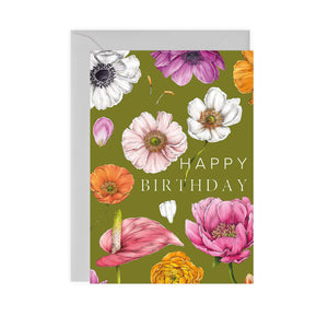 Floral Brights Happy Birthday - Greeting Card