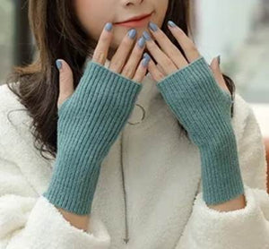 Rib Knit Fingerless Gloves - 6 Colour Options