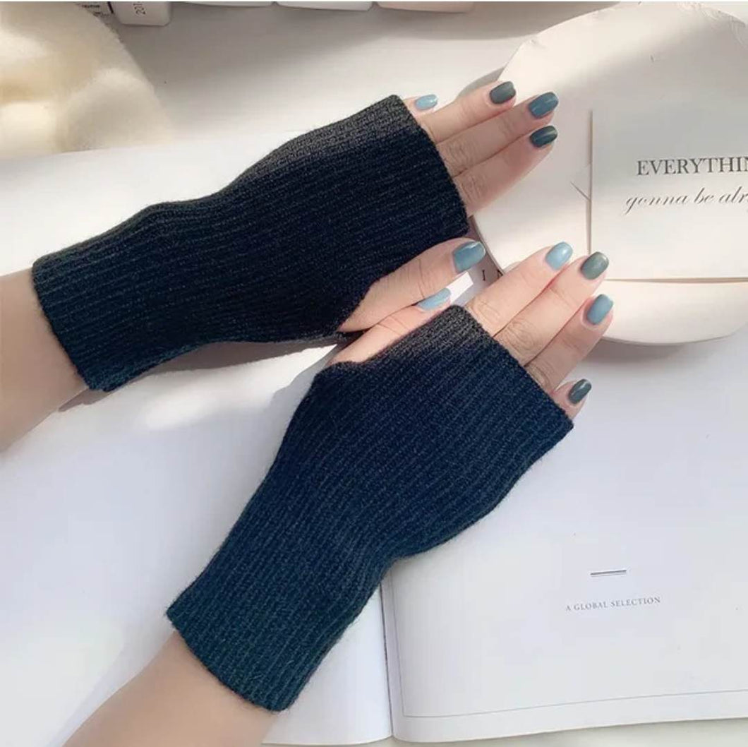 Rib Knit Fingerless Gloves - 6 Colour Options