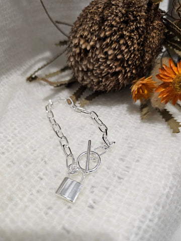 Classic Padlock Fob Bracelet Silver