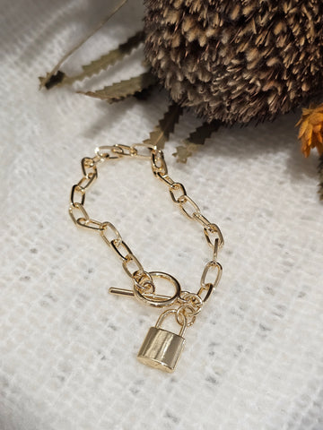 Classic Padlock Fob Bracelet - Gold