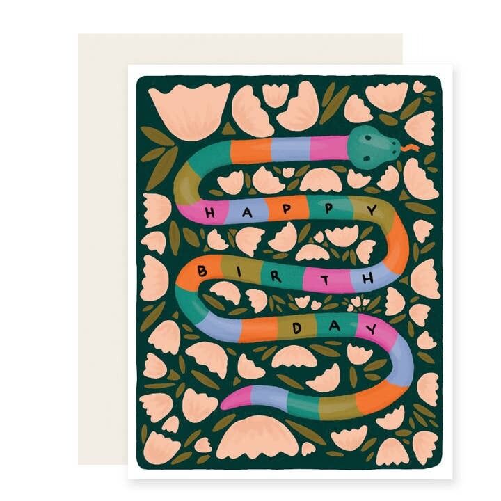 Snake Colourblock Birthday - Greeting Card