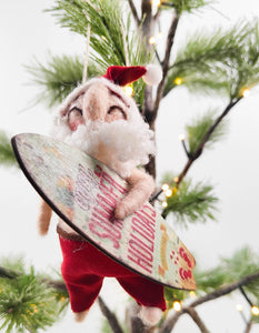 Summer Santa with Surfboard Hanging Ornament