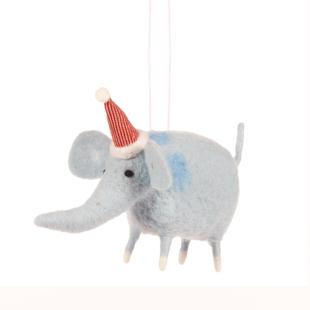 Wool Blue Elephant Tree Decoration