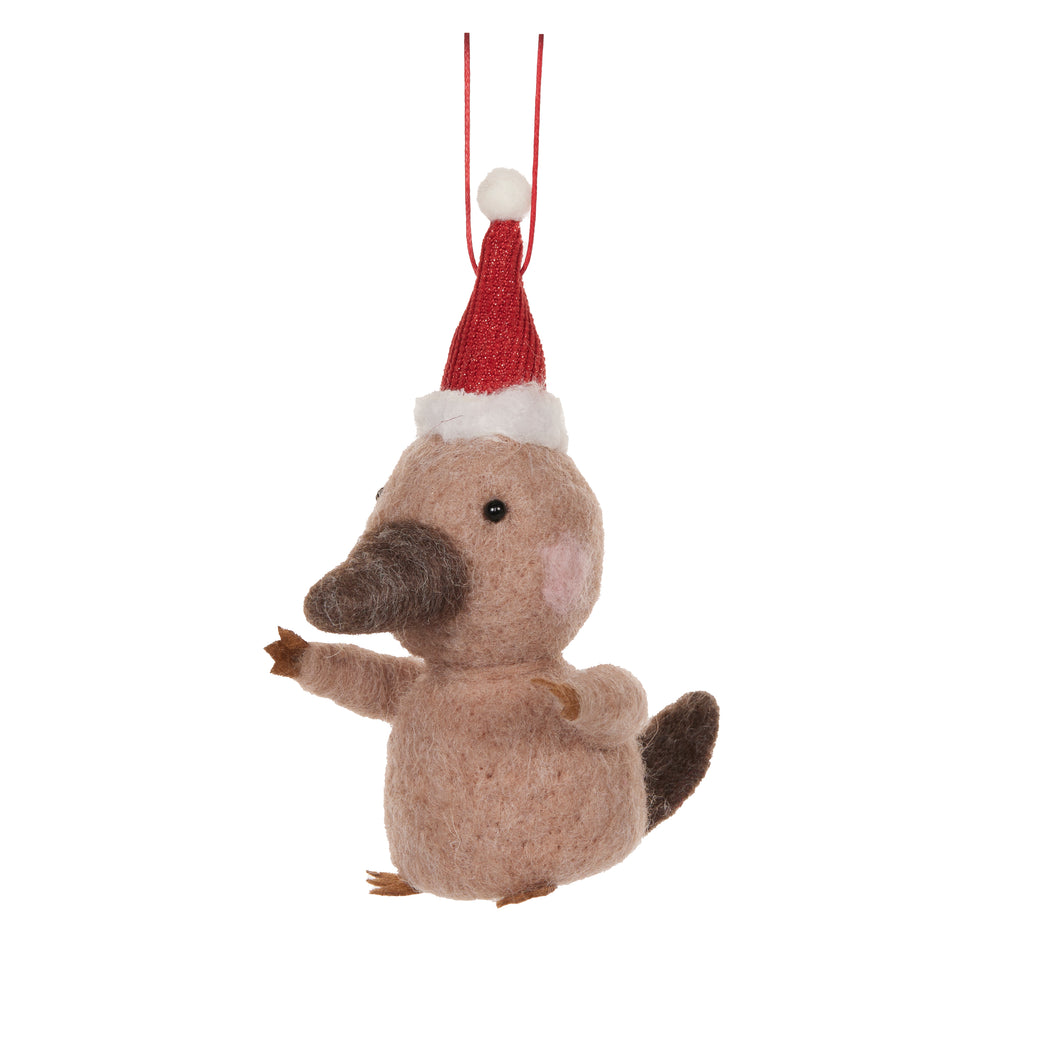 Wool Platypus with Xmas Hat Tree Decoration